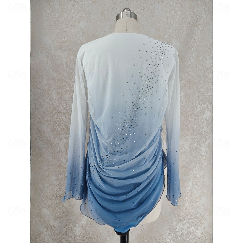 Figure Skating Top Men's Boys' Ice Skating Tops White Patchwork Spandex High Elasticity Training Professional Competition Skating Wear Classic Crystal / Rhinestone Long Sleeve Ice Skating Figure 2026 - $482.19 –P2