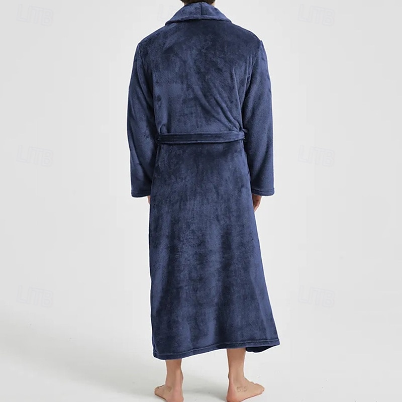 Муж. Домашняя одежда Ночная рубашка Ночная сорочка Банное платье Полотняное плетение Стиль Удобная обувь Дом Повседневные Хлопок Сохраняет тепло Дышащий V-образный вырез Длинный рукав Осень Зима 2026 - $35.99 –P12