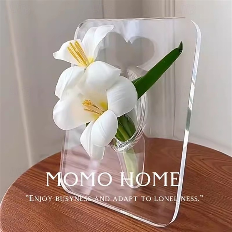 Akrylová váza s rámem - moderní květinová váza pro domácí dekoraci, držák na rostliny na stůl, vánoční dekorace na stůl 2026 - $9.99 –P5