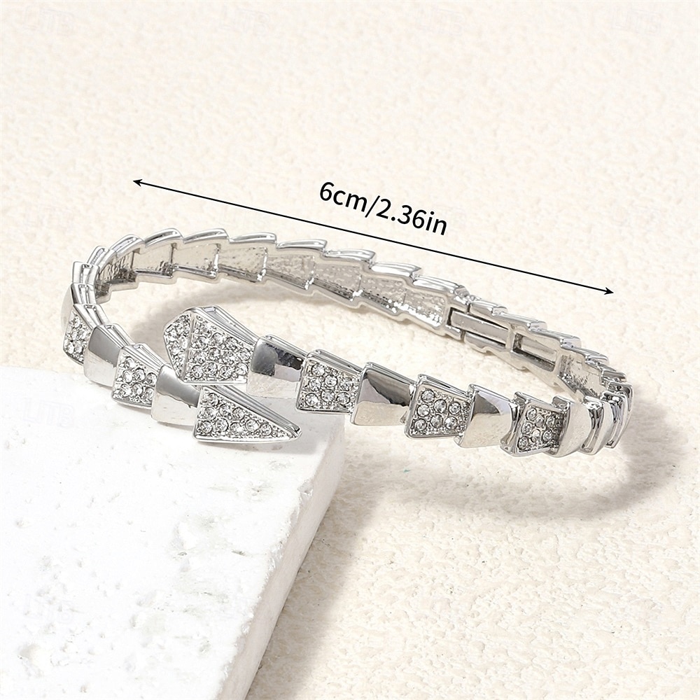 Zirkon Retro Had Elegantní Módní Přizpůsobeno Moderní Chrome Náramek šperky Stříbrná / Zlatá Pro Svatební Párty Zásnuby Maturitní ples 2025 - $9.99 –P4