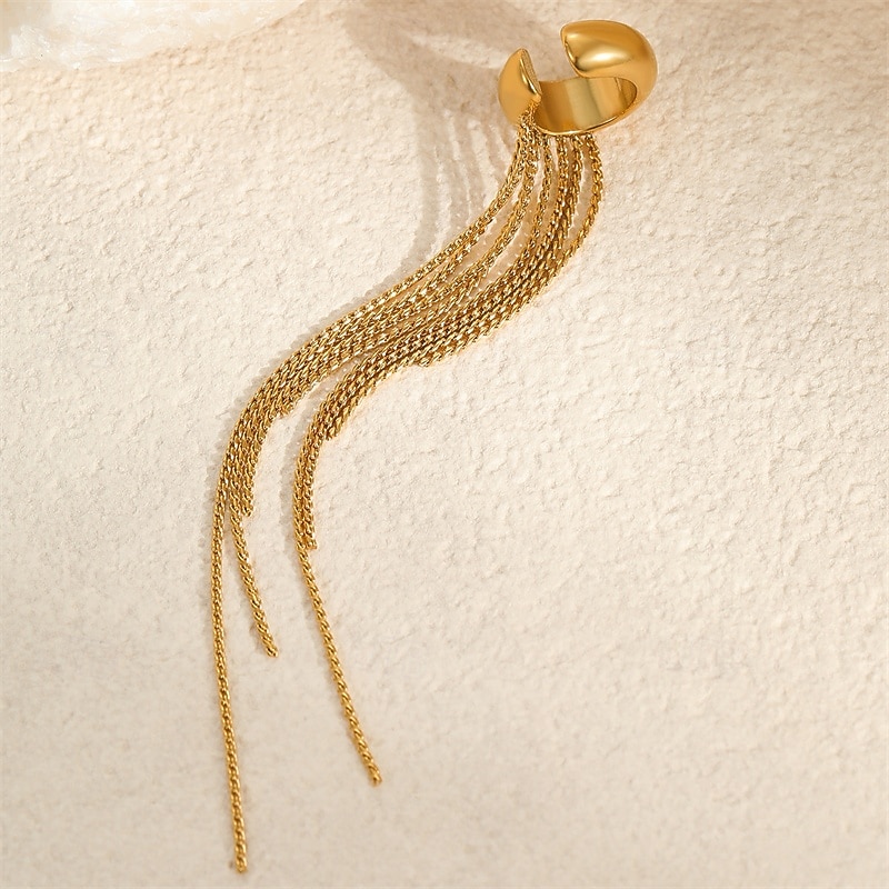 1PC Ear Cuff Ear Clips For Women's Street Date Beach Stainless Steel Tassel Fringe 2026 - $17.99 –P4