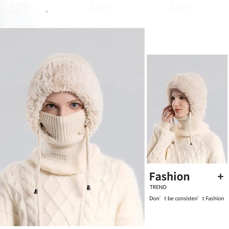 3-in-1 Beanie Hat Neck Warmer Face Cover Women Outdoor Knitted Hat with Fleece Lined Face Mask and Neck Warmer All-in-One Beanie for Cycling Hiking Winter Cold Weather Warm Headwear 2026 - $16.99 –P4
