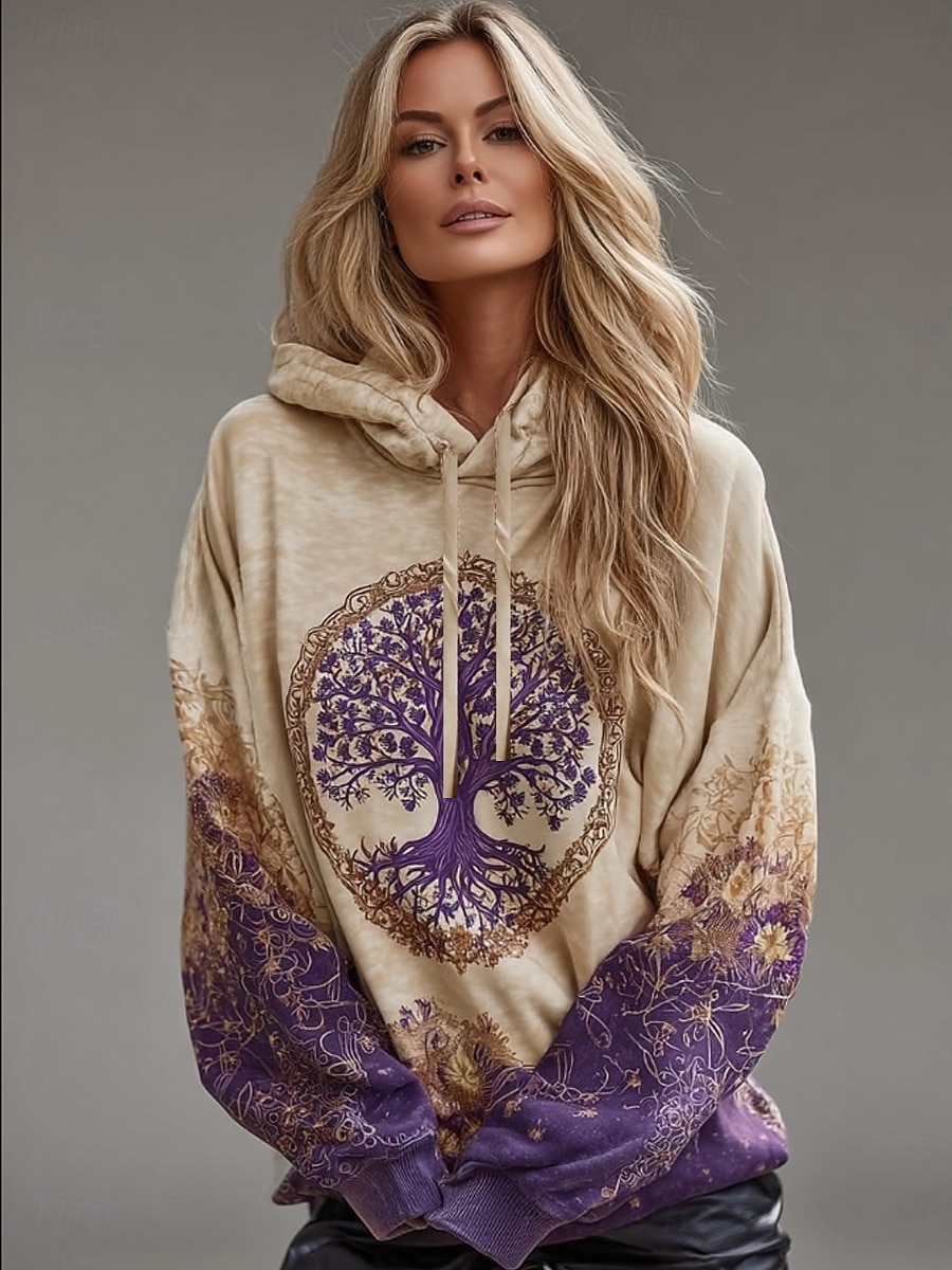 Per donna Felpa con cappuccio Patchwork Stampato Tasca Frontale Grafico Paisley Vintage Casual Boho Manica Lunga Con Cappuccio Top Regolari Streetwear Abbigliamento Quotidiano Viola chiaro Viola Cachi del 2026 a $28.99 –P2