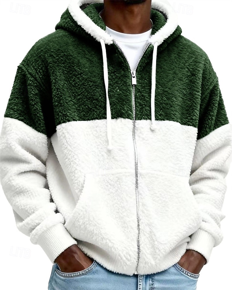 Per uomo Felpa con cappuccio Felpa con cappuccio a zip intera Felpe con cappuccio e zip Felpa con cappuccio in pile Nero Blu Reale Grigio Con Cappuccio Blocco di colori Patchwork Tasca Quotidiano del 2026 a $34.99 –P5