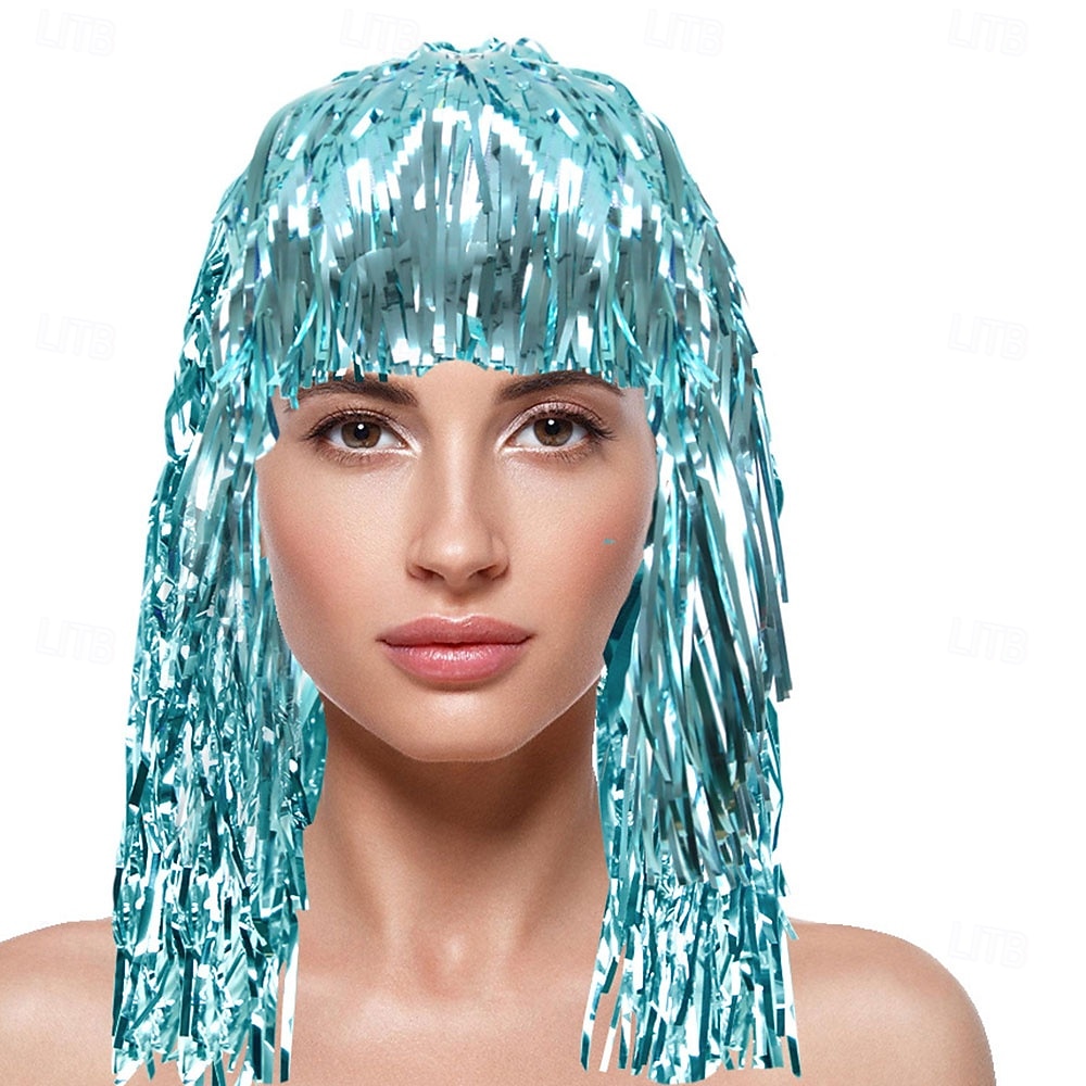 Peluca de carnaval 2026 Rubio Rosa Rojo Rizado Media Peluca sintética para festival Carnaval Desfile Cabello para disfraz de cosplay para Mujer 2026 - $5.52 –P6