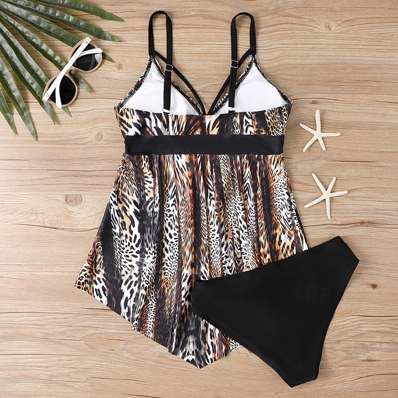 Mulheres Roupa de Banho 2 partes Slip roupa de banho Frente Única Férias Roupa de Praia Floral Decote V Sem Manga Fatos de banho de 2026 por $28.99 –P4