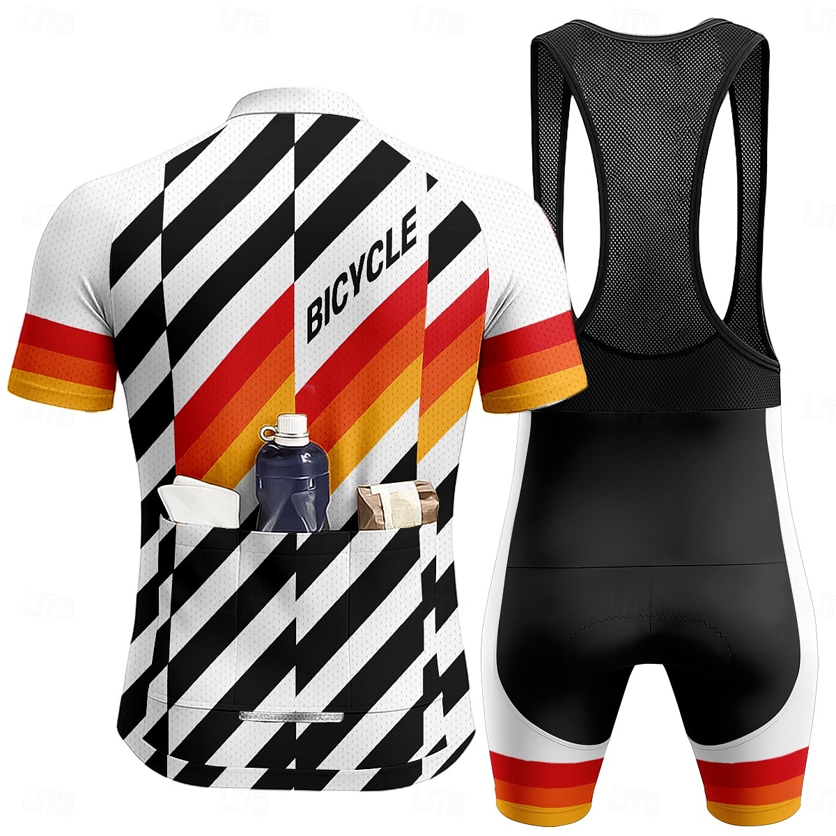 Per uomo Maglia da Ciclismo Maglia da ciclismo con pantaloncini con bretelle Completo da ciclismo Manica Corta Mountain Bike MTB Ciclismo su strada Estate Rosso Geometrico A righe Lettere & Numeri del 2026 a $49.99 –P2