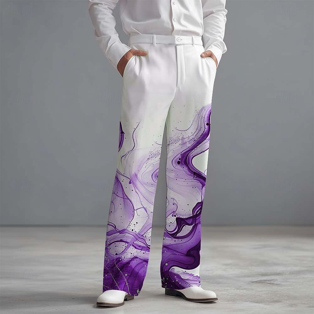 Homens Gradiente Estampa Geométrica Ondas Calças Social Calças de Terno Cintura Média Moda Casual Dia a Dia Feriado Streetwear Calça social com corte relaxado e frente lisa com bolsos laterais de 2026 por $31.99 –P4