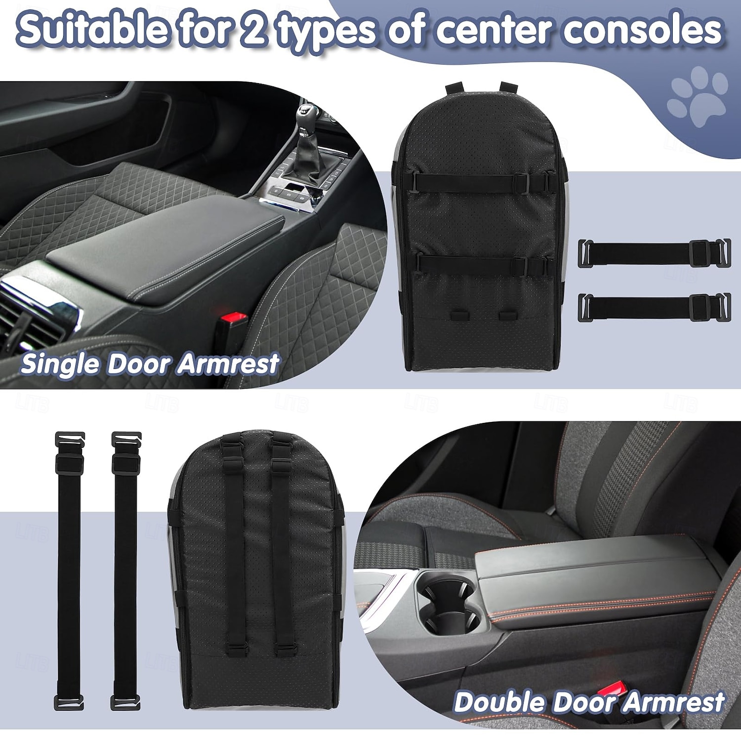 koiran turvaistuin, koiran turvaistuin pienille koirille, kannettava lemmikkien turvaistuin pennulle, keskikonsoli koiran turvaistuin turvallisella hihnalla, säilytystaskut, pehmeä tyyny 2026 - $167.99 –P5