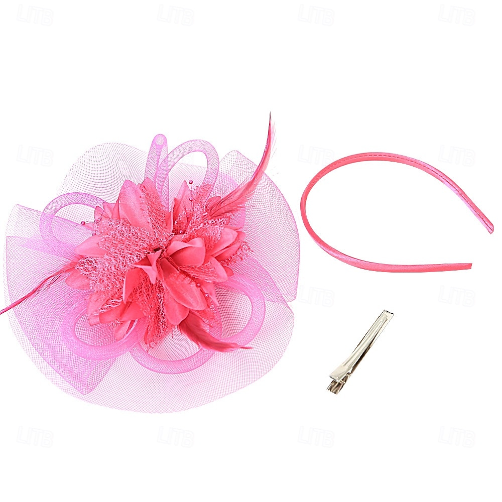 Coiffe Tulle Chapeau Fedora Mariage Fête du thé Course de Chevaux Cocktail Élégant ancien Avec Tulle Casque Couvre-chef de 2025 ? $14.99 –P4