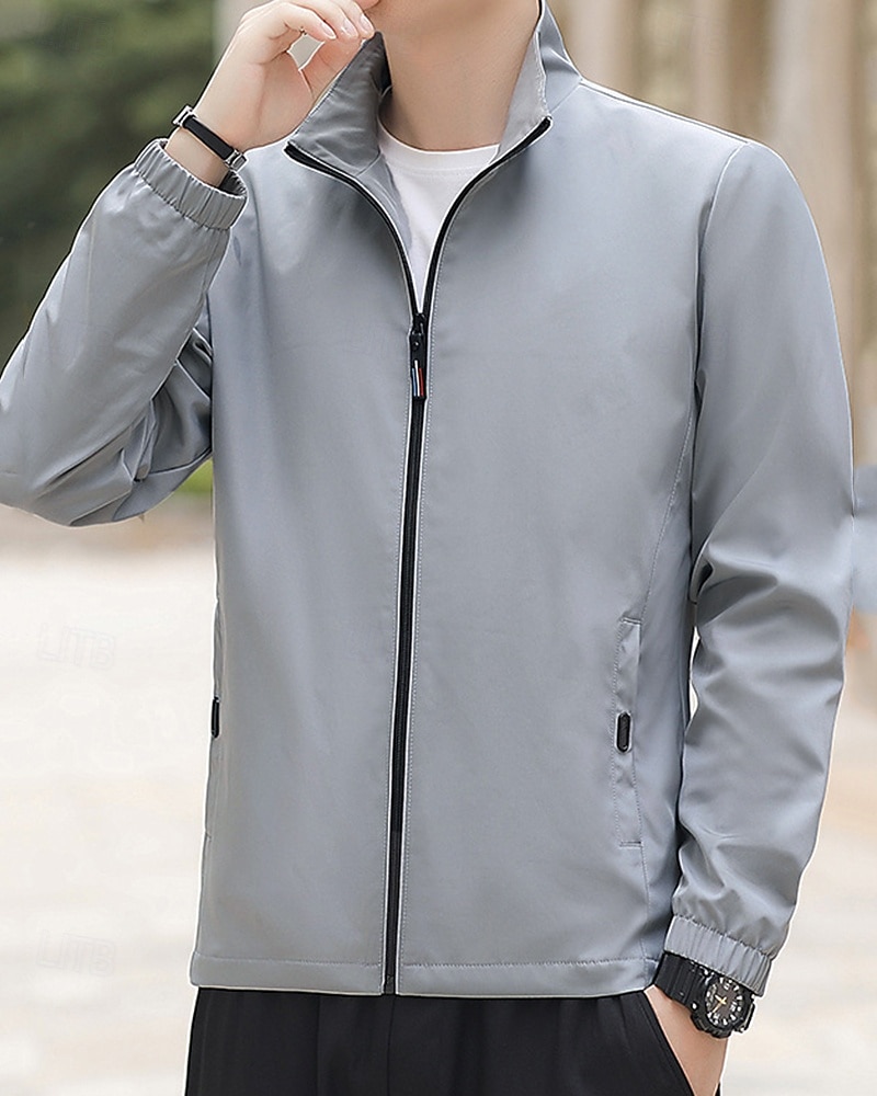 Homme Couleur Unie Veste zippée blouson aviateur Manteaux décontractés Printemps & Automne avec poches manche longue Athleisure Imperméable Léger Salle de sport Randonnée Course Entraînement Noir de 2026 ? $28.99 –P7