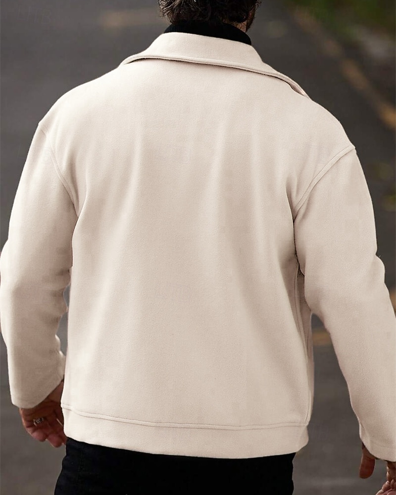 Men's Lightweight Jacket Casual Jacket Vacation Daily Breathable Pocket Spring Fall Plain Fashion Classic Lapel Regular Apricot Black Khaki Gray Jacket 2026 - $30.99 –P6