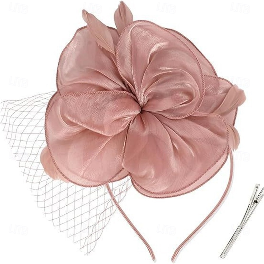 Ornamente de Cap Material Textil organza Pălărie Nuntă Petrecere ceai Cursă de cai cocktail Elegant Epocă Cu Pene Diadema Articole Pentru Cap 2026 - $16.49 –P4