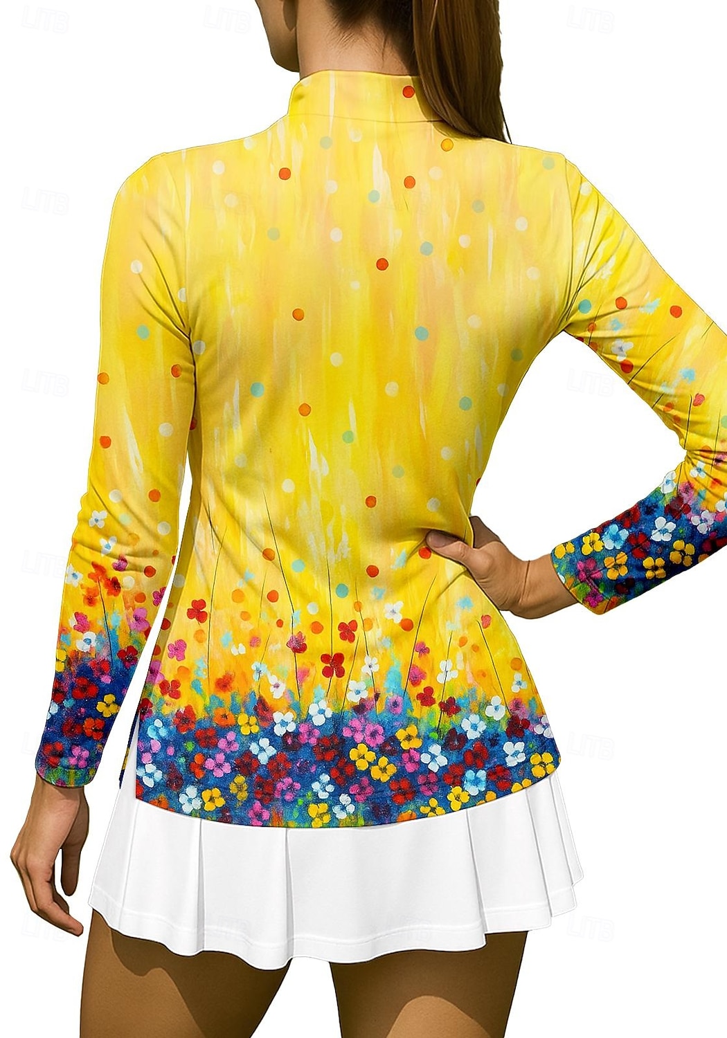 نسائي التدرج النباتية كنزات Shirt قميص رياضي قميص بولو كم طويل سحاب زهري UPF50+ مقاوم للأشعة فوق البنفسجية عالية المرونة رطوبة فتل متنفس الكرة الطائرة تينس الغولف مرتفعة طوق بسحاب 2026 - $25.99 –P2