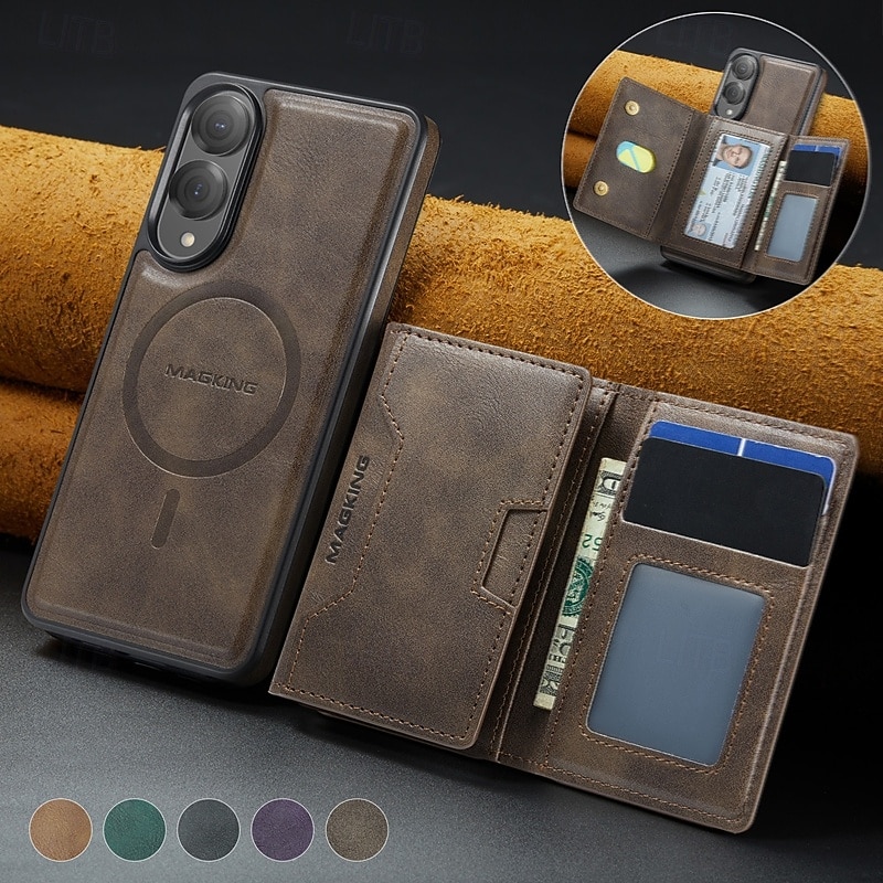 telefone Capinha Para Samsung Galaxy S25 Ultra Plus S25 Edge S24 Ultra Plus S23 Ultra Capa para Cartão Wallet Com Suporte Antichoque Retro Couro PU de 2025 por $21.99 –P12