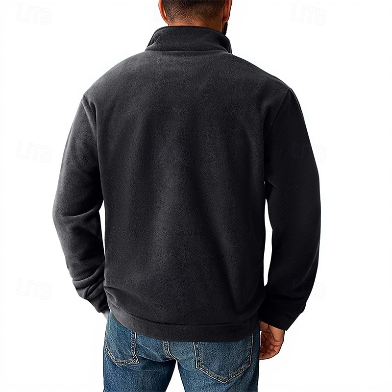 Men's Sweatshirt Fleece Sweatshirt Pullover Quarter Zip Sweatshirt Black Army Green Navy Blue Khaki Dark Gray Half Zip Plain Casual Daily Sports & Outdoor Polyester Streetwear Basic Casual Fall 2026 - $32.99 –P14