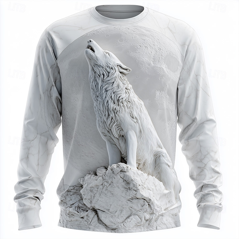 Voor heren 3D Print Wolf T-shirt Lange mouw T-shirt 3D-afdrukken Strakke ronde hals Overhemd Modieus overdreven 3D Dagelijks Straat Wit Wit 2 Wit 3 Zomer Lente Herfst Kleding S M L XL XXL XXXL 2026 - $23.99 –P3