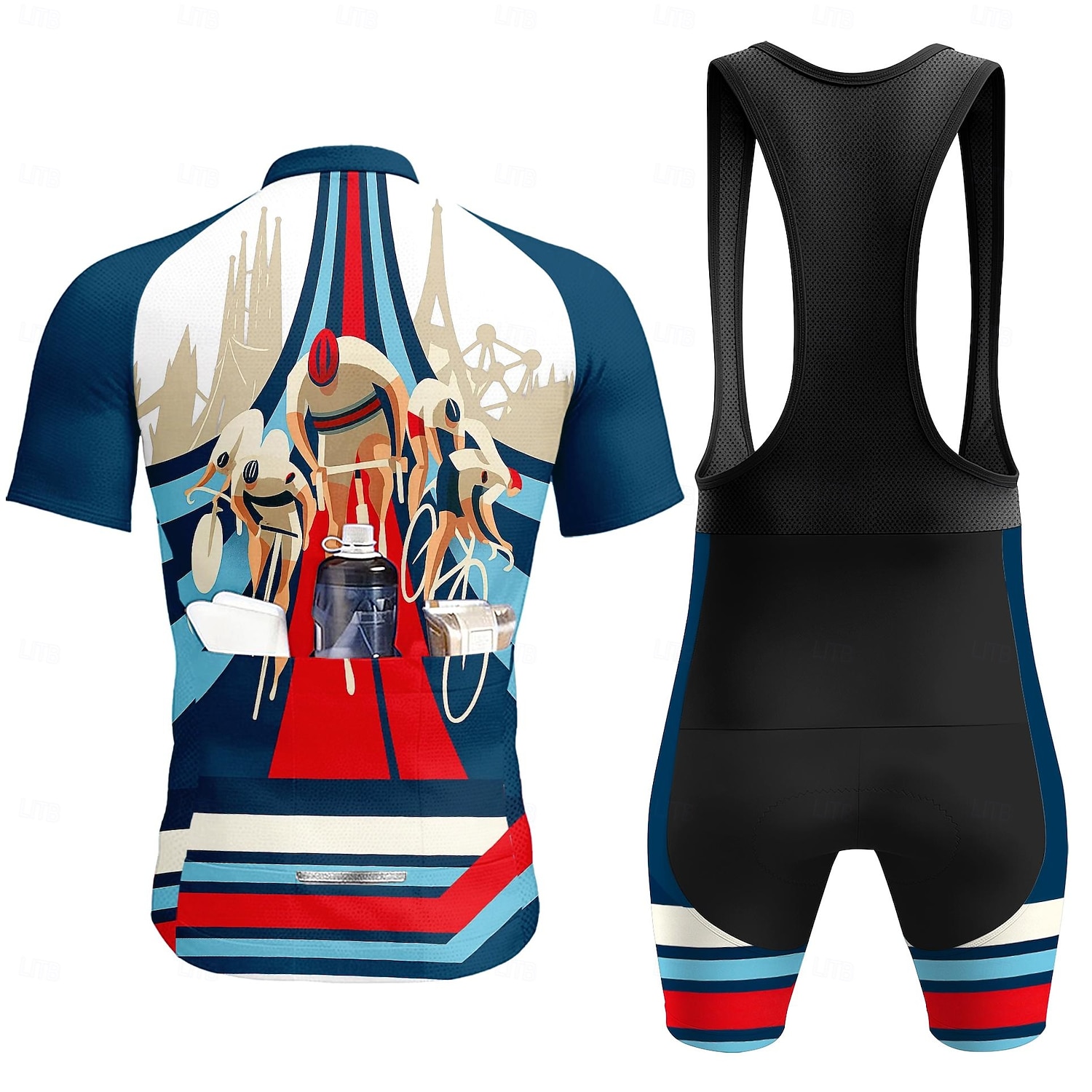 Ανδρικά Φανέλα ποδηλασίας Αθλητική φανέλα και σορτς ποδηλασίας Κοντομάνικο Ποδηλασία Βουνού Ποδηλασία Δρόμου Καλοκαίρι Άνοιξη Θαλασσί Κινούμενα σχέδια Γεωμετρικό Ποδήλατο 2026 - $49.99 –P2