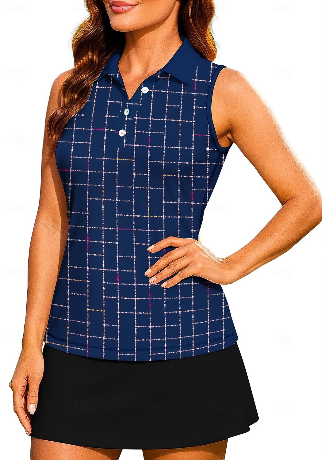 Damen Geometrisch Farbblock Kariert Karo Workout-Tanktop Shirt Sporthemd Golf-Poloshirt Ärmellos Sportlich UPF50+ UV-beständig Trainer Tanzen UV Schutz Pilates Cheerleader-Kostüme Volleyball 2026 - $18.99 –P1