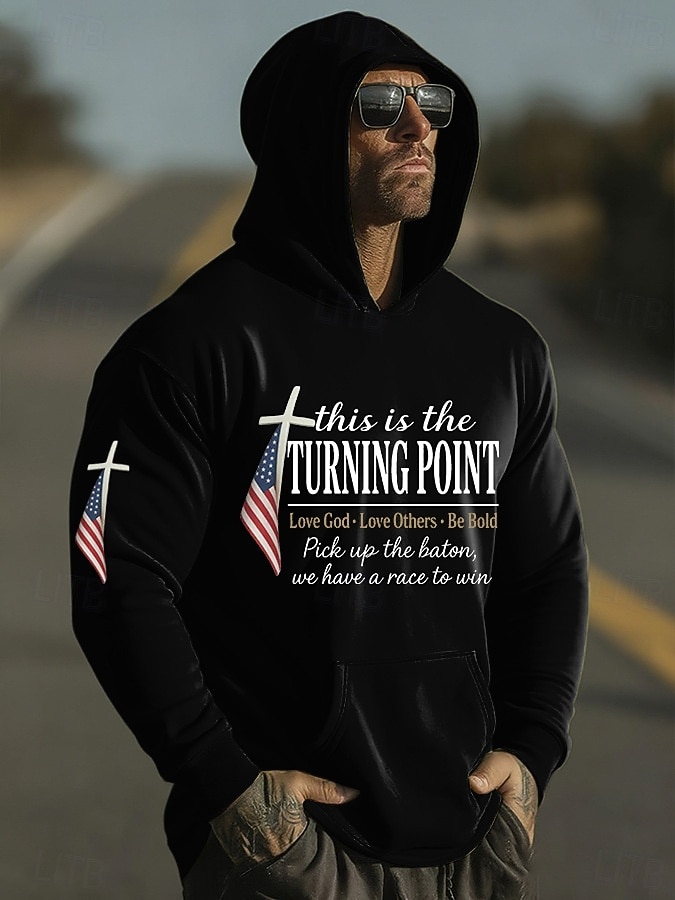 Herren Kreuz Amerikanische Flagge Kapuzensweatshirt Pullover-Hoodie Lässiger Hoodie Pullover Mode Täglich Urlaub Lässig Vintage-Retro Mit Kapuze Urlaub Streetwear Festival Blau Schwarz Weiß Rote Grün 2026 - $27.99 –P5