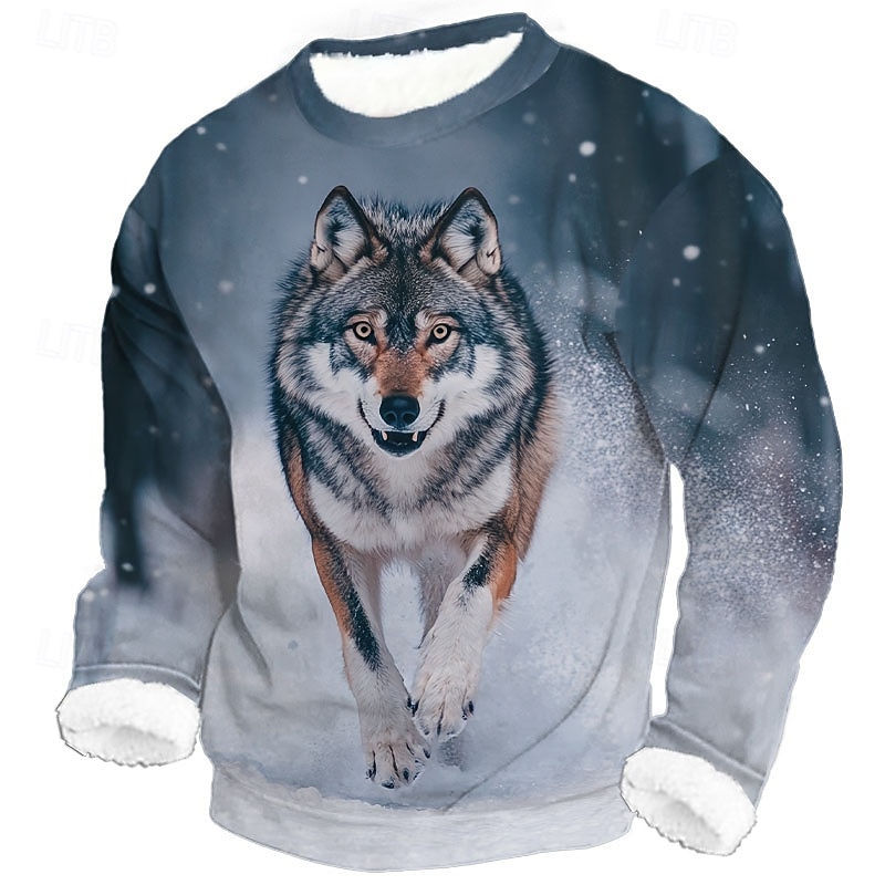 Miesten Susi Fleece College Päivittäin Vapaa-aika 3D Metsästys Tiukka pyöreä kaula-aukko Koti Juhla Lahja Katuvaatteet Sininen Ruskea 3D-tulostus Syksy Talvi Suunnittelija S M L XL XXL XXXL 2026 - $30.99 –P1
