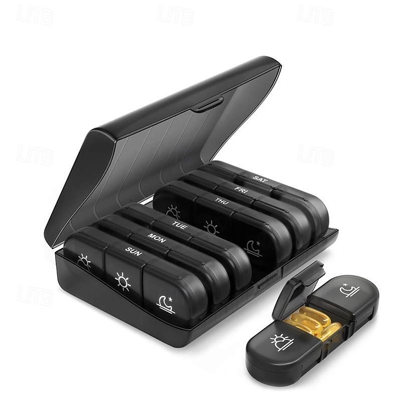 Portapillole settimanale portapillole portatile da viaggio per 3 volte al giorno, 7 giorni, con ampi scomparti per vitamine, medicinali, oli di pesce del 2026 a $15.99 –P6