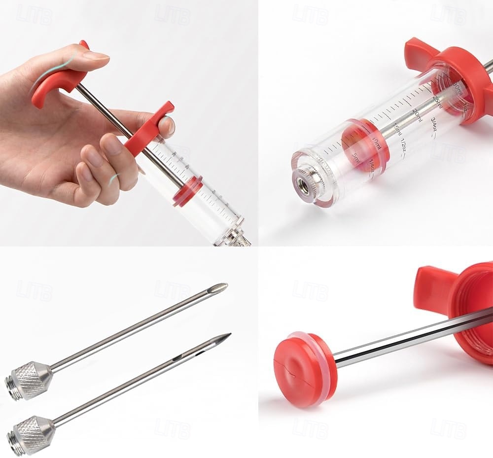 siringa in plastica per iniettare carne, kit per iniezioni di tacchino con 2 aghi in acciaio inossidabile per iniettare la marinata nella carne di tacchino, pollo, petto di maiale, ideale per del 2026 a $12.99 –P5