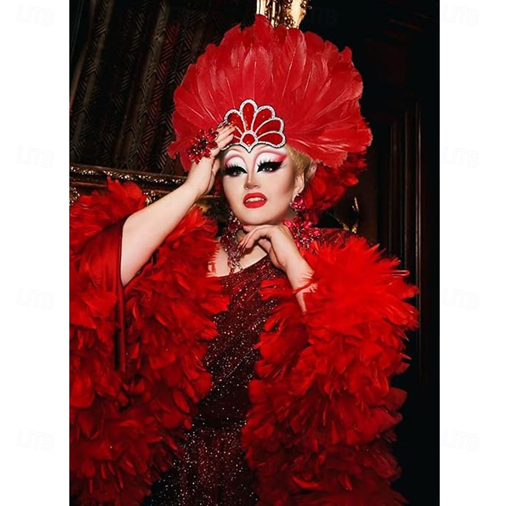 Karnawał 2026 Rio Karnawał Akcesoria Samba Karnawałowa Tiara z Piór dla Kobiet - Czerwona Cekinowa Tiara Tancerki - Akcesoria Do Tańca na Festiwal Mardi Gras Kostium na Festiwal Brazylia 2026 - $12.99 –P3