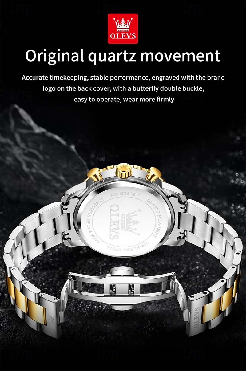 The New Olevs Men'S Business Watch Features A Luminous Moon Phase Calendar Small Three-Hand Multi-Functional Digital Large Dial Quartz Watch Which Is A Fashionable Casual Waterproof And Sporty Me 2025 - $34.99 –P12