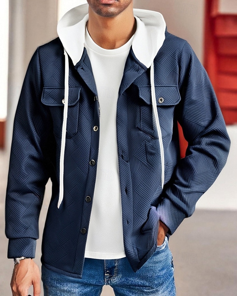 Homme Veste Légère Veste Décontractée Veste à Capuche Extérieur Occasionnel Avec Poches Automne Hiver Bloc de Couleur Streetwear Quotidien À capuche Régulier Noir Blanche bleu marine Kaki Grise Veste de 2026 ? $33.99 –P1