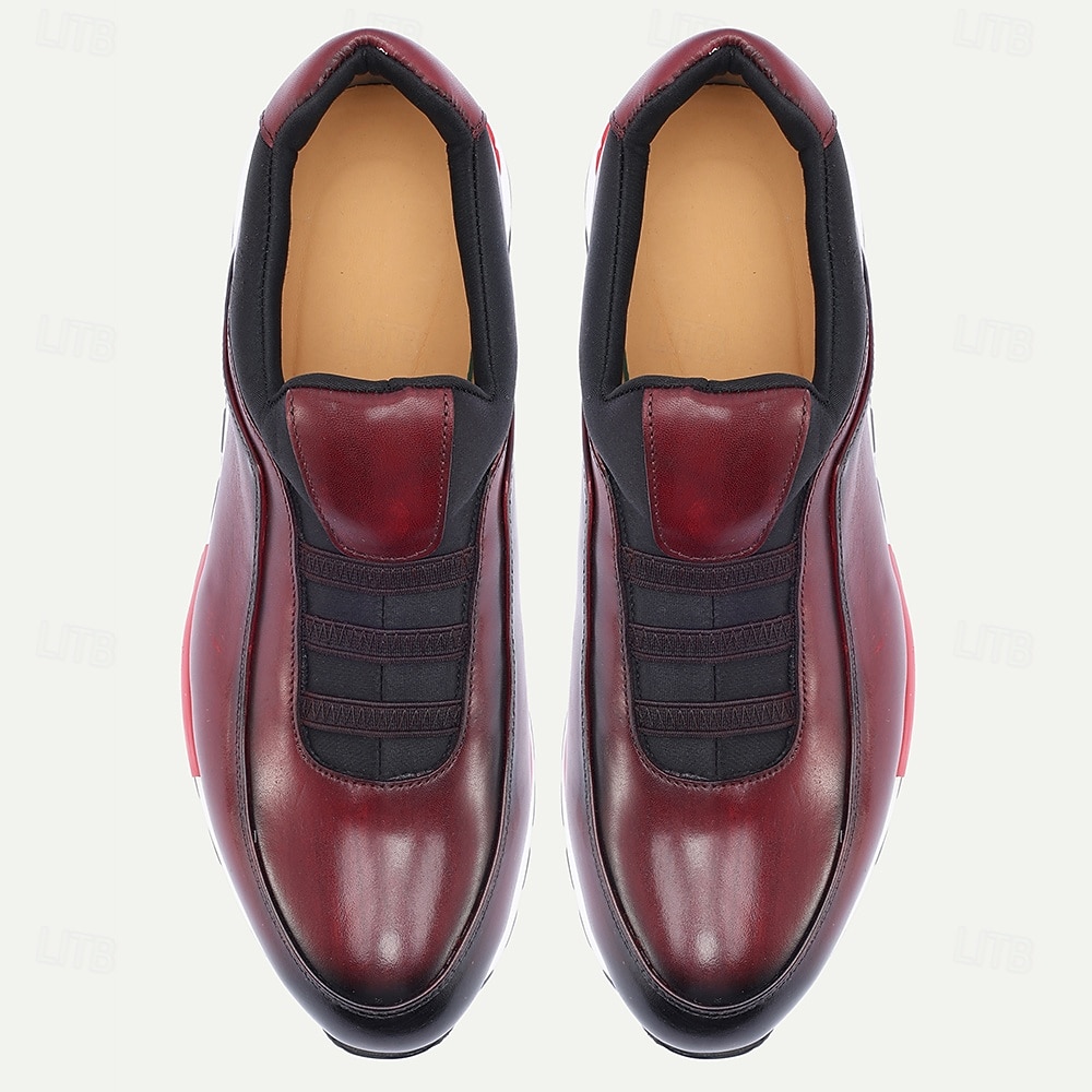 Men's Burgundy Leather Wedding Shoes – Elegant Slip-On Design with Premium Finish, Ideal for Weddings, Formal Events and Special Occasions 2026 - $94.99 –P6