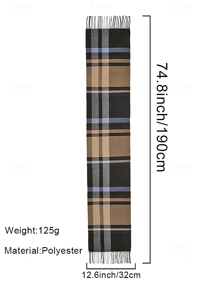 2026年 メンズポリエステルチェック柄スカーフ、柔らかくて暖かい、複数の色、冬やクリスマスのギフトに最適  コレクション – $11.99 –P6