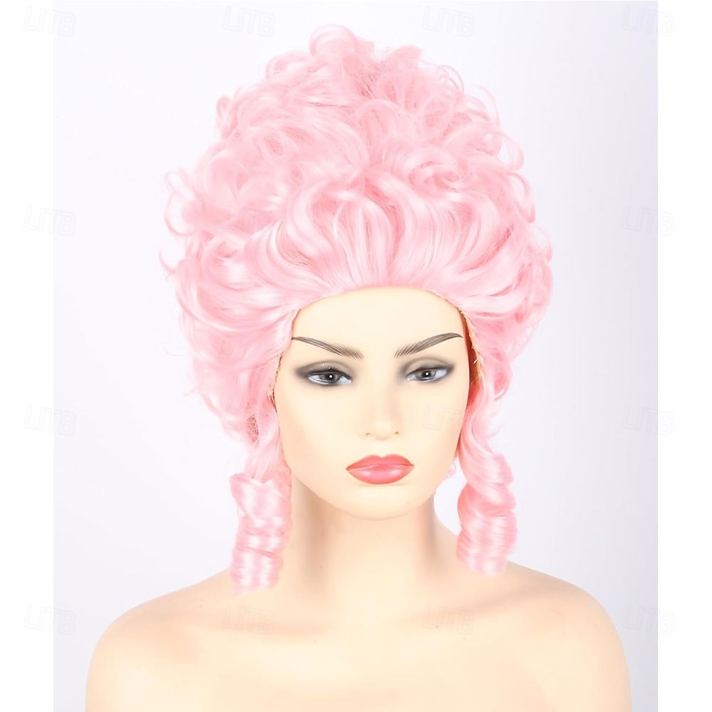 Rózsaszín púderes méhkas drag queen paróka nőknek lányos bouffant barokk reneszánsz paróka rövid göndör 2026 - $24.99 –P4