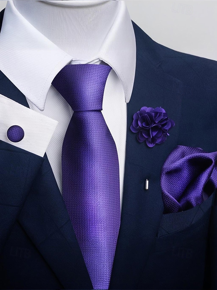 Мужской рождественский комплект галстуков, многоцветный, стильный цветочный узор, с запонками и нагрудным платком для официальных мероприятий 2026 - $14.99 –P14