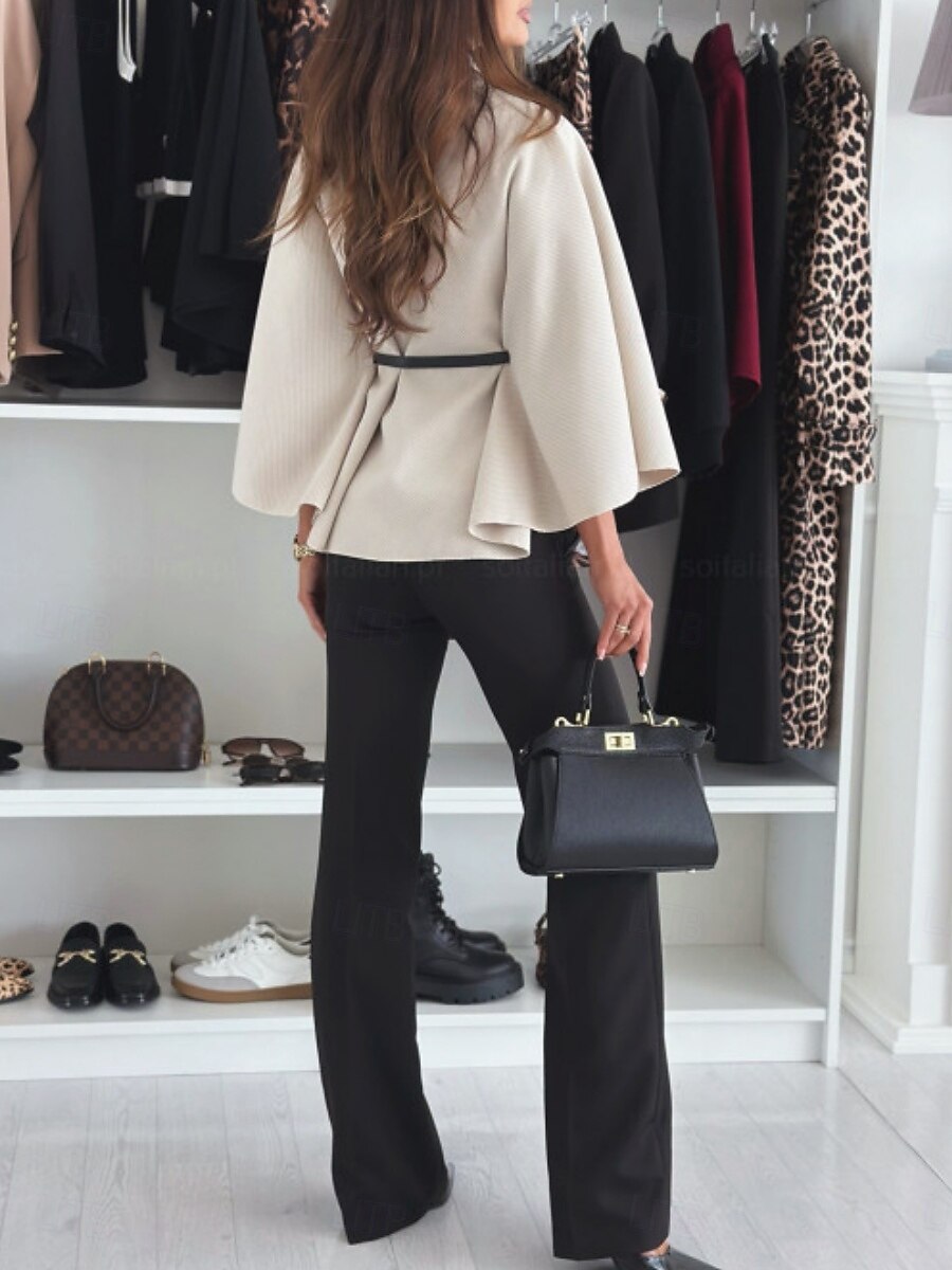 Dámské Plášť / pláštěnky Pohodlné Prodyšné S páskem Elegantní Na běžné nošení Bez vzoru Dovolená ulice Ležérní Denní nošení Pullover Standardní Stojáček Volný Dlouhý rukáv Svrchní oděvy Černá Fialov 2026 - $41.99 –P2