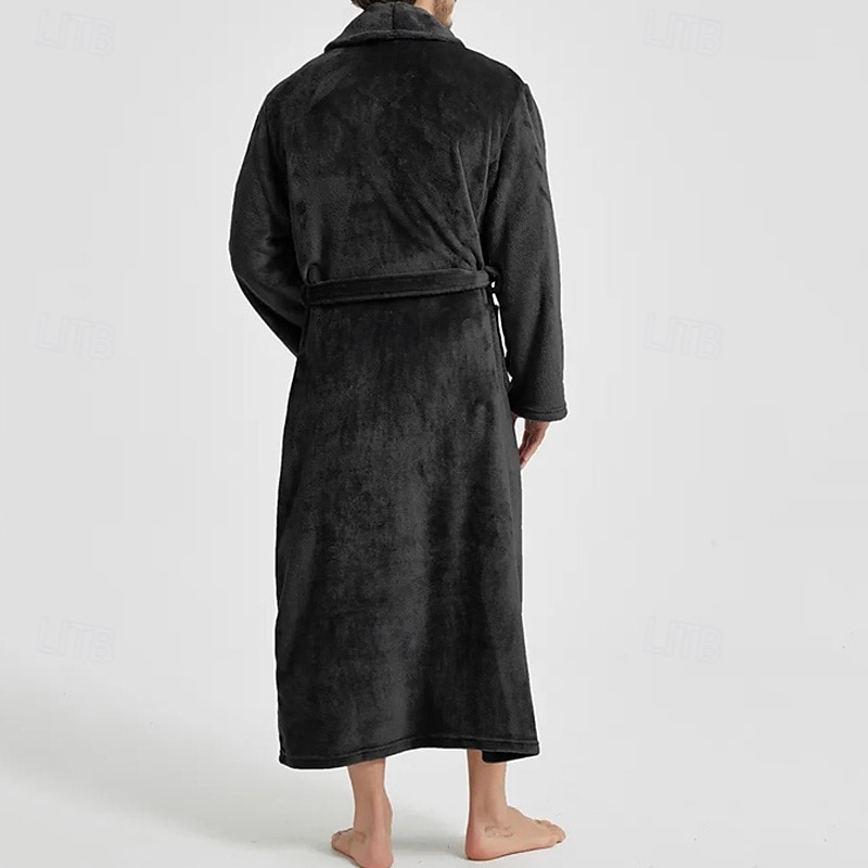 Муж. Домашняя одежда Ночная рубашка Ночная сорочка Банное платье Полотняное плетение Стиль Удобная обувь Дом Повседневные Хлопок Сохраняет тепло Дышащий V-образный вырез Длинный рукав Осень Зима 2026 - $35.99 –P14