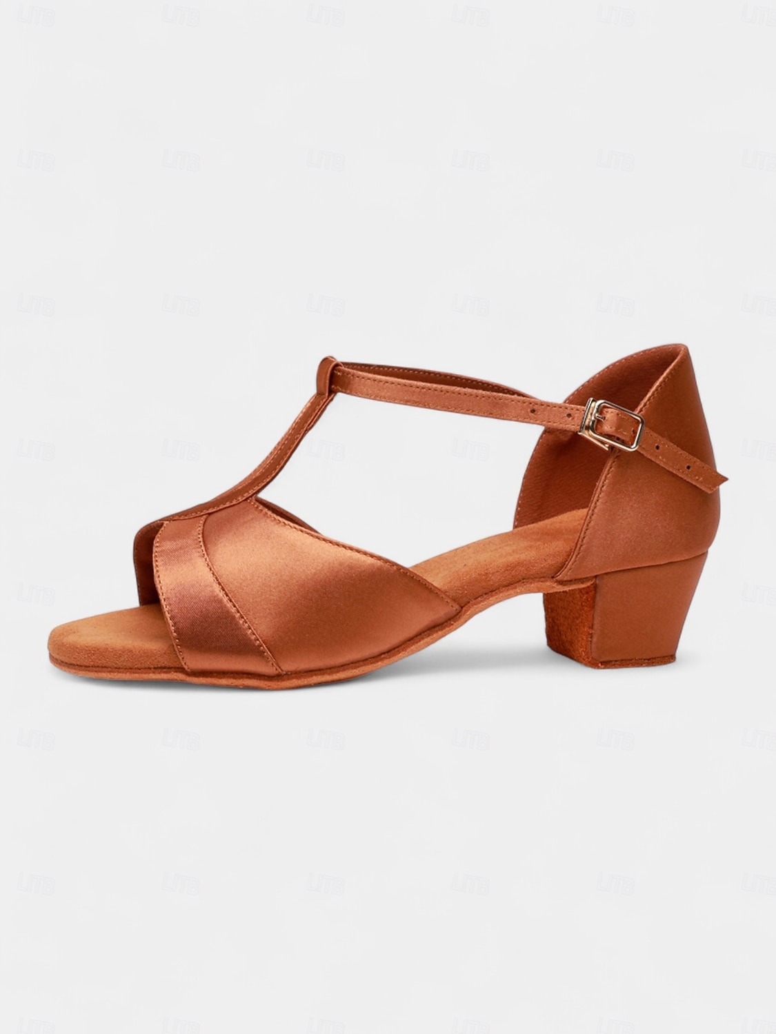 Girls' Satin Latin Dance Shoes - Brown T-Strap Low Heel Ballroom Sandals for Kids and Teens Practice and Competitions 2026 - $34.99 –P2