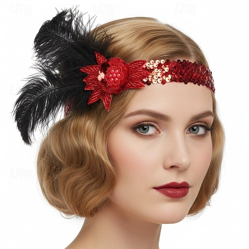 Années Folles Années 1920 Serre Tête Flapper Coiffure Accessoires pour Cheveux Gatsby le Magnifique Fille Flapper Plume Déguisement Femmes Noël Carnaval Mascarade Soirée à thème rétro Danse Charleston de 2026 ? $16.99 –P9