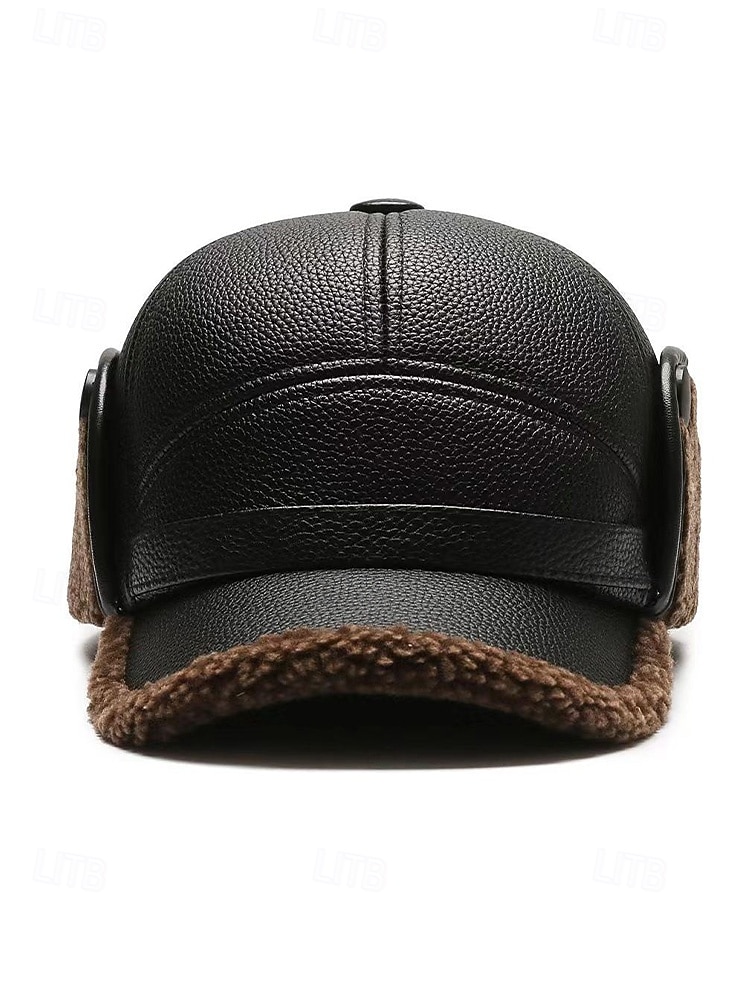 Wintermütze für Herren aus Kunstleder – isoliert mit flauschigen Fellohren, stylischer Fliegerstil, ideal für kaltes Wetter und Outdoor-Aktivitäten. 2026 - $11.99 –P4