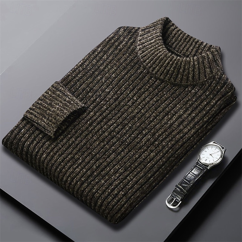 Herren Pullover Strickpullover Gerippt Stricken Normale Oberteile Gestrickt Einfach Rollkragen Mode Basic Urlaub Alltagskleidung Bekleidung Herbst Winter Schwarz Kaffee M L XL 2026 - $37.99 –P1