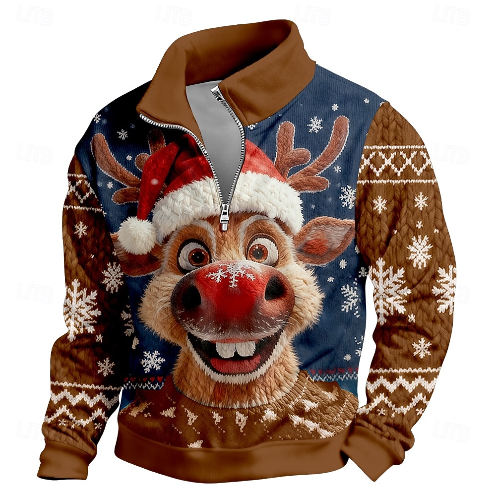 Weihnachten Herren Jeder Pullover Cool Täglich Stilvoll Langarm Stehkragen Outdoor Heim Geschenk Blau Blau 2# Schwarz Rote Purpur Reißverschluss Herbst Winter Designer S M L XL XXL XXXL 2026 - $14.99 –P6