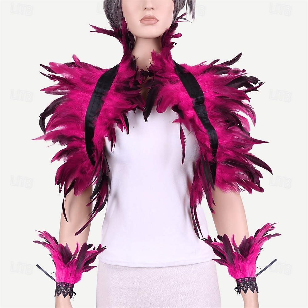 Karneval 2026 Rio Karneval Samba Tillbehör Röd och Svart Fjäderaxelvärmare  Manschettset Burlesque Dans Rave Outfit Brasil Festival Framträdande Kostym 2026 - $18.49 –P3