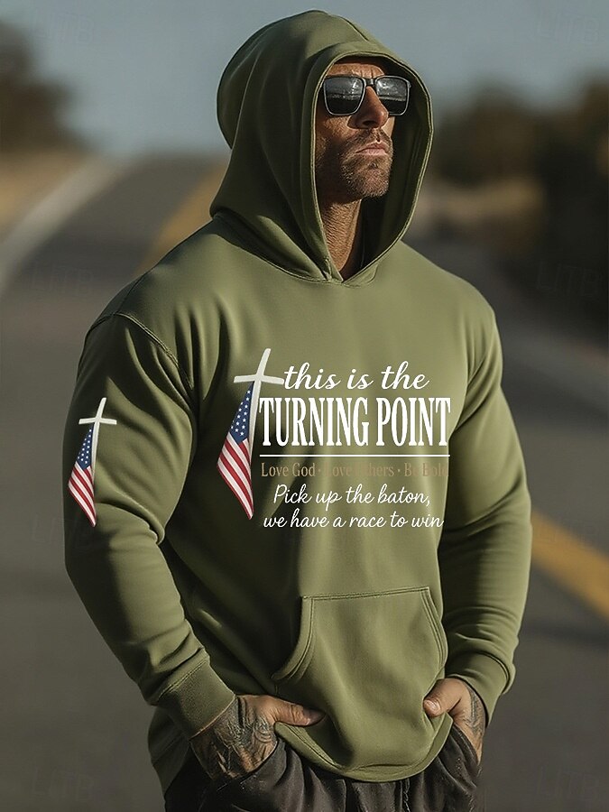 Herren Kreuz Amerikanische Flagge Kapuzensweatshirt Pullover-Hoodie Lässiger Hoodie Pullover Mode Täglich Urlaub Lässig Vintage-Retro Mit Kapuze Urlaub Streetwear Festival Blau Schwarz Weiß Rote Grün 2026 - $27.99 –P3
