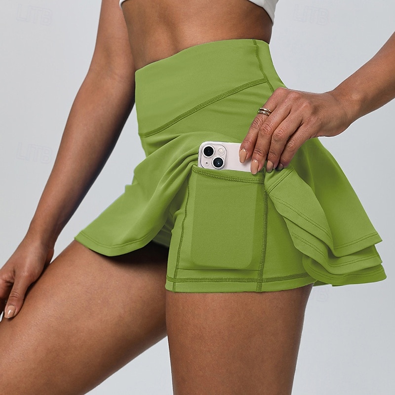 Mujer Color sólido Falda casual Falda de tenis Pantalones cortos de tenis Falda con shorts 2 en 1 Secado rápido Elástico Transpirable Tenis De Deporte Corriendo Prendas de abajo Negro Blanco Rosa 2026 - $28.99 –P1