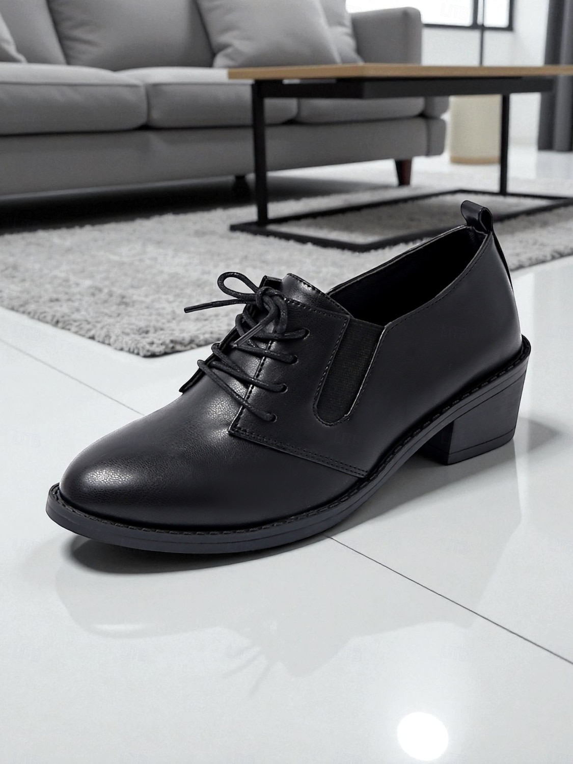 női fekete fűzős oxford cipő alacsony sarokkal - klasszikus lezser stílus, tökéletes irodai viseletre, mindennapi kirándulásokra és hétvégi alkalmakra 2026 - $29.99 –P4