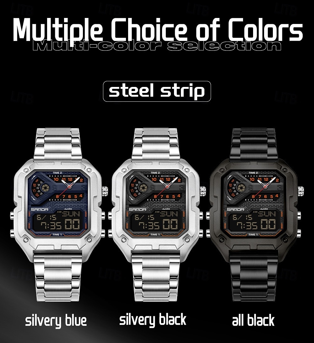 SANDA 6278 Brand Fashion Men's Electronic Watch Multifunction Alarm Clock Luminous Calendar Sports Digital Watches 2026 - $47.99 –P12