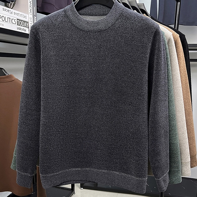 Herren Pullover Strickpullover Gerippt Stricken Normale Oberteile Gestrickt Fleece Einfach Rundhalsausschnitt Mode Basic Urlaub Alltagskleidung Bekleidung Herbst Winter Schwarz Grün M L XL 2026 - $37.99 –P11