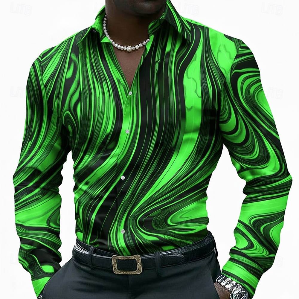 Per uomo Geometrico Marmo Arte liquida astratta Camicia Camicia con Bottoni Manica Lunga Moda Casual All'aperto Abbigliamento Quotidiano Primavera Autunno Collo ripiegato Stampa 3D camicie con del 2026 a $27.99 –P2
