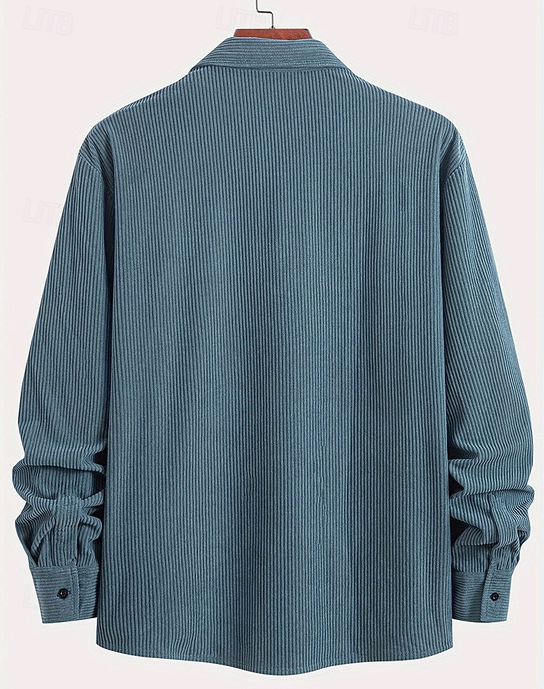 Per uomo Camicia Camicia di Velluto a Coste Camicia con Bottoni Blu Verde militare Beige Manica Lunga Semplice Collo ripiegato Casuale Quotidiano Tasca Abbigliamento Cotone Moda Streetwear Classico del 2026 a $25.99 –P9