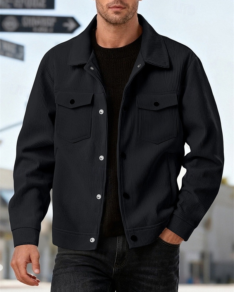 Per uomo Giacca Leggera Giacca Camicia Giacca Casual All'aperto Streetwear Tasca Bottoni Primavera & Autunno Autunno & Inverno Semplice Streetwear Quotidiano Collo ripiegato Regolare Nero Marrone del 2026 a $31.99 –P12